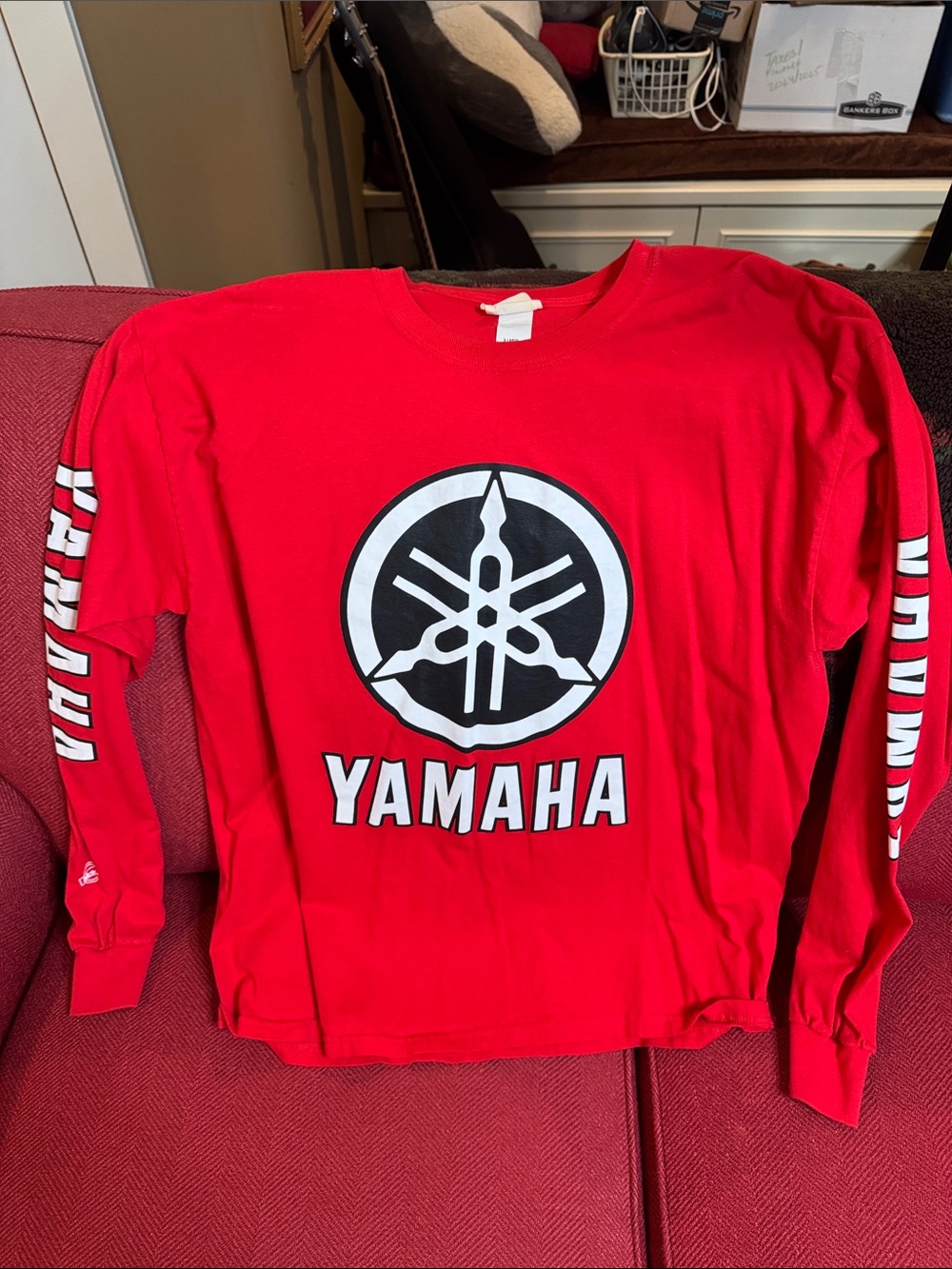 Yamaha Red Long Sleeve Shirt with Black & White Logo